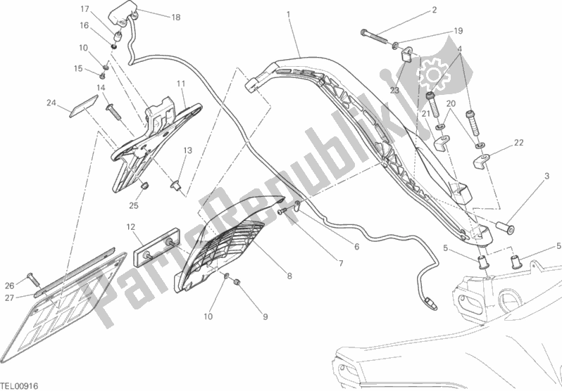 All parts for the Plate Holder of the Ducati Scrambler Urban Enduro Brasil 803 2016
